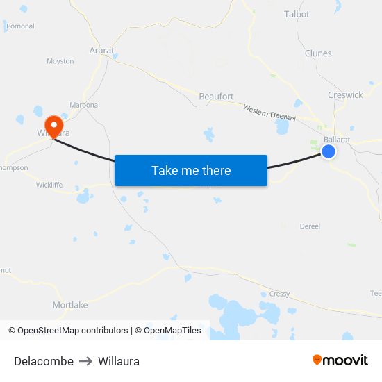 Delacombe to Willaura map