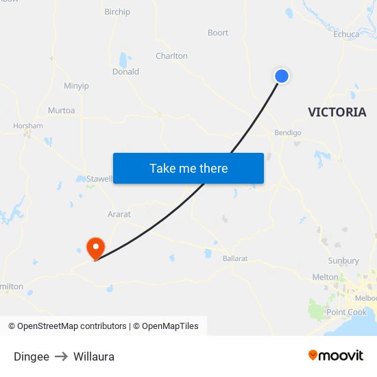 Dingee to Willaura map
