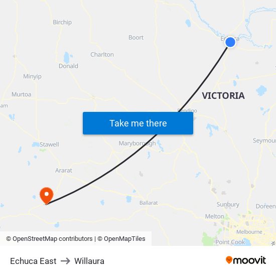 Echuca East to Willaura map