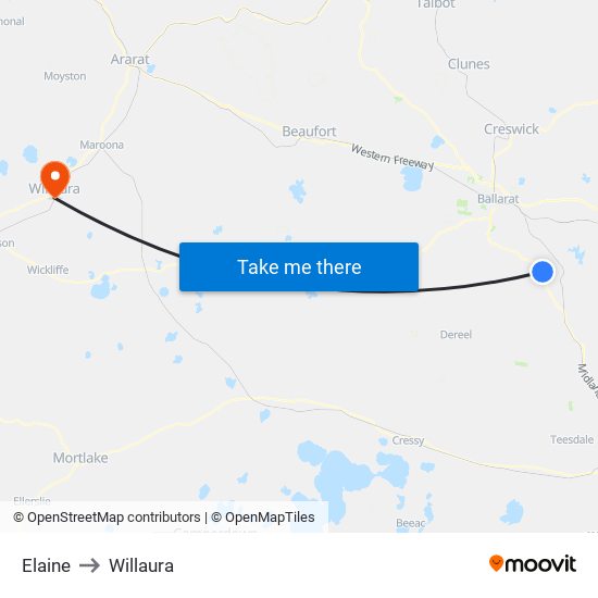 Elaine to Willaura map