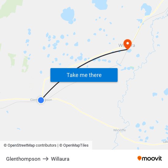 Glenthompson to Willaura map