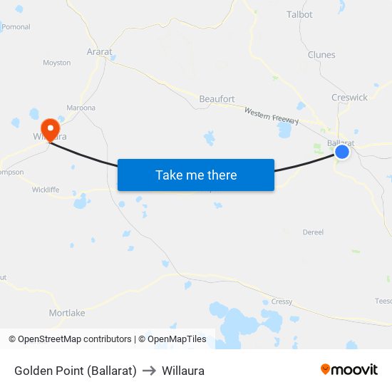 Golden Point (Ballarat) to Willaura map