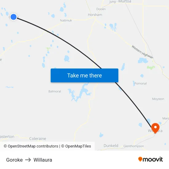 Goroke to Willaura map
