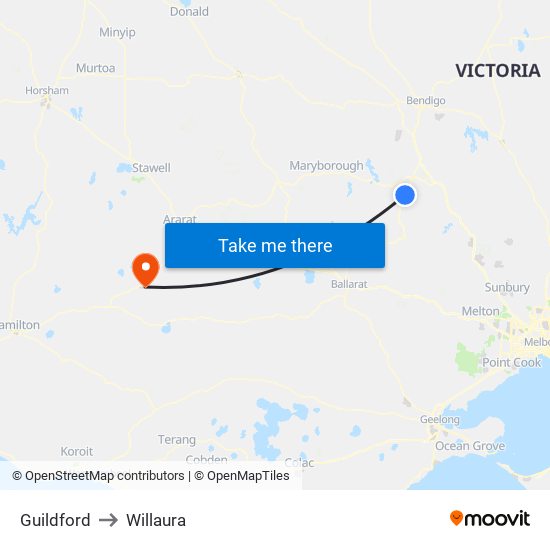 Guildford to Willaura map