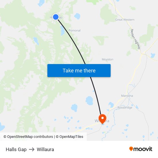 Halls Gap to Willaura map
