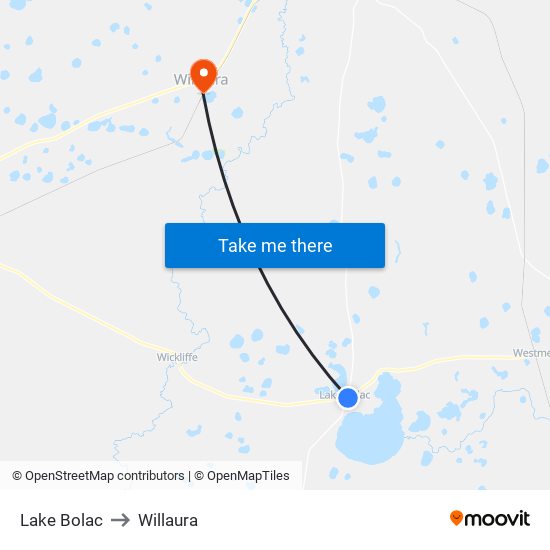 Lake Bolac to Willaura map