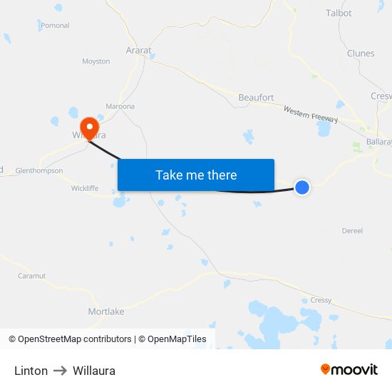 Linton to Willaura map