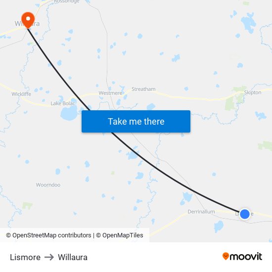 Lismore to Willaura map