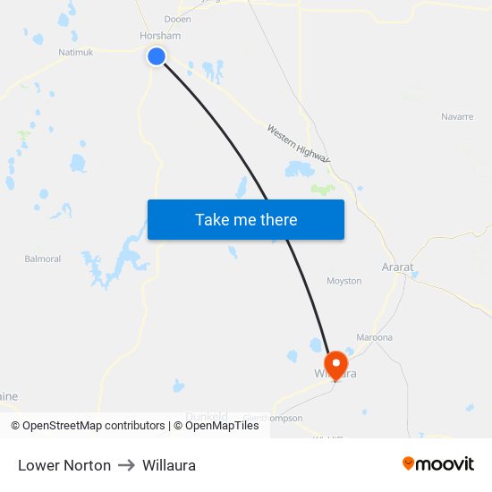 Lower Norton to Willaura map