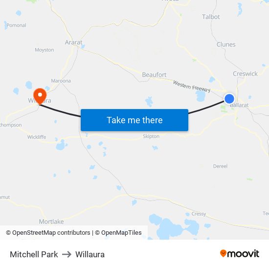Mitchell Park to Willaura map
