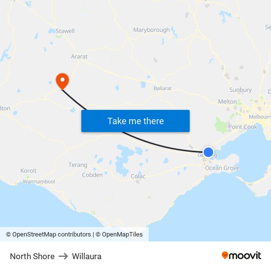 North Shore to Willaura map