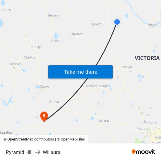 Pyramid Hill to Willaura map