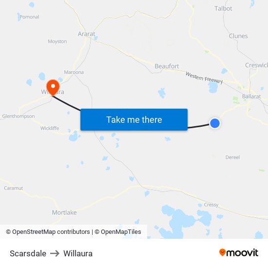 Scarsdale to Willaura map