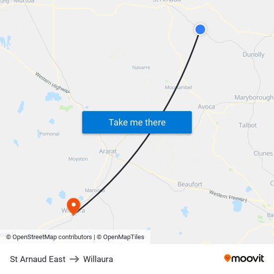 St Arnaud East to Willaura map