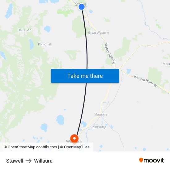 Stawell to Willaura map