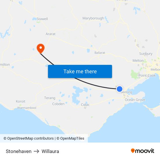 Stonehaven to Willaura map