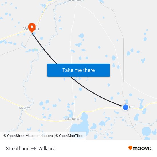 Streatham to Willaura map