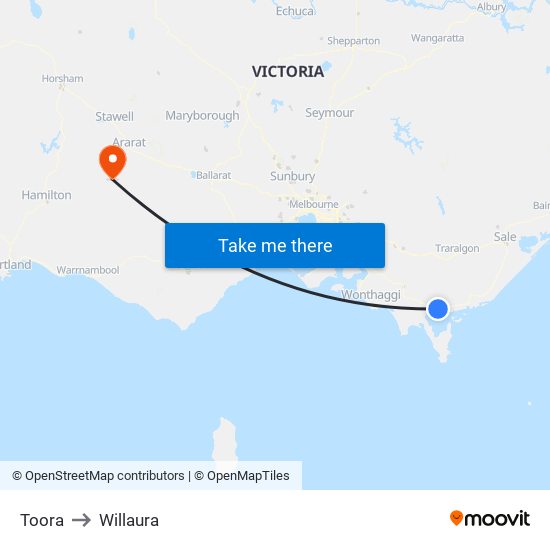 Toora to Willaura map