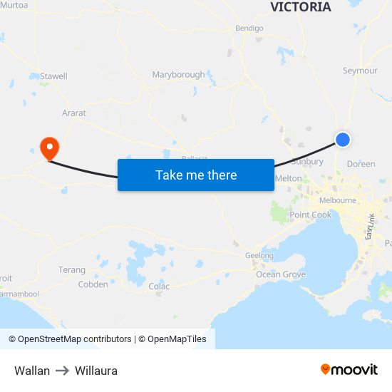 Wallan to Willaura map