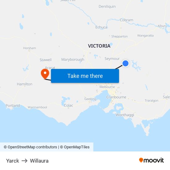 Yarck to Willaura map