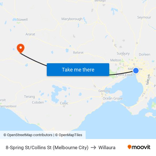 8-Spring St/Collins St (Melbourne City) to Willaura map