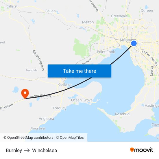 Burnley to Winchelsea map