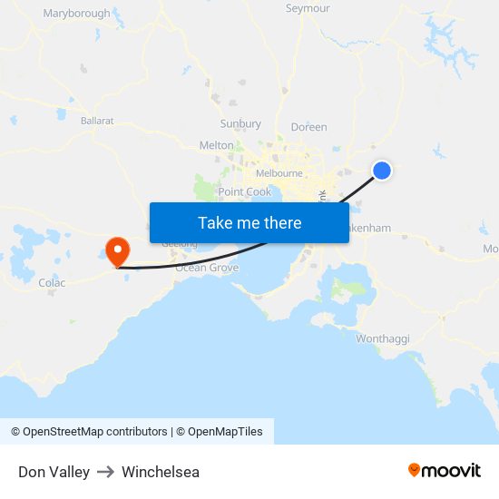 Don Valley to Winchelsea map