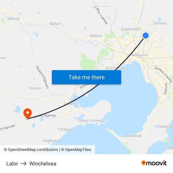 Lalor to Winchelsea map