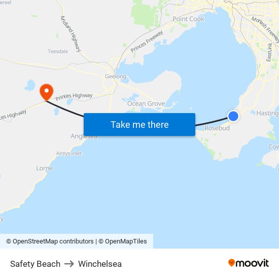 Safety Beach to Winchelsea map