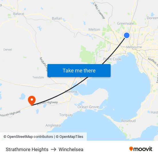 Strathmore Heights to Winchelsea map