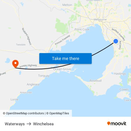 Waterways to Winchelsea map