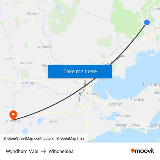 Wyndham Vale to Winchelsea map