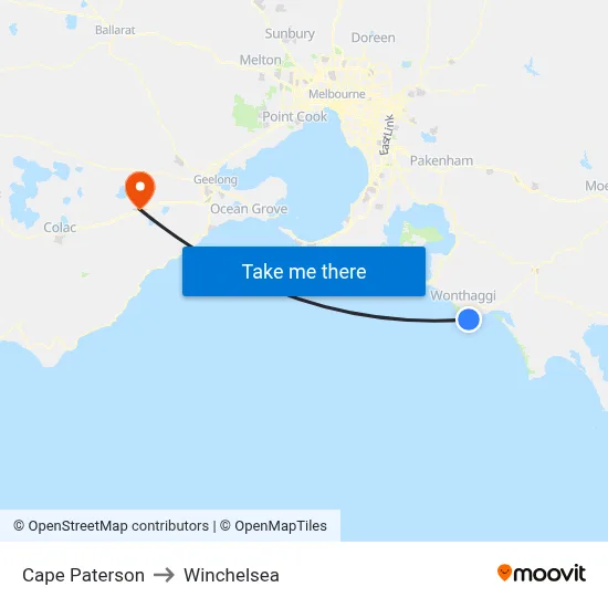 Cape Paterson to Winchelsea map