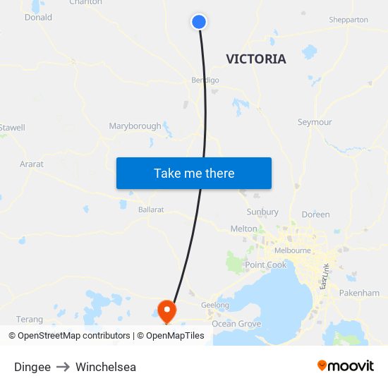 Dingee to Winchelsea map