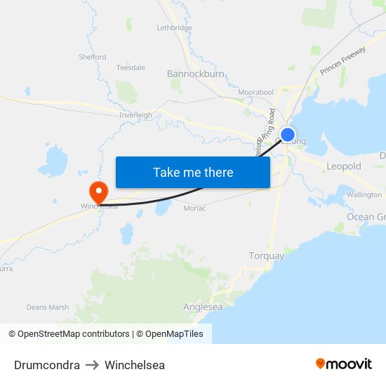 Drumcondra to Winchelsea map