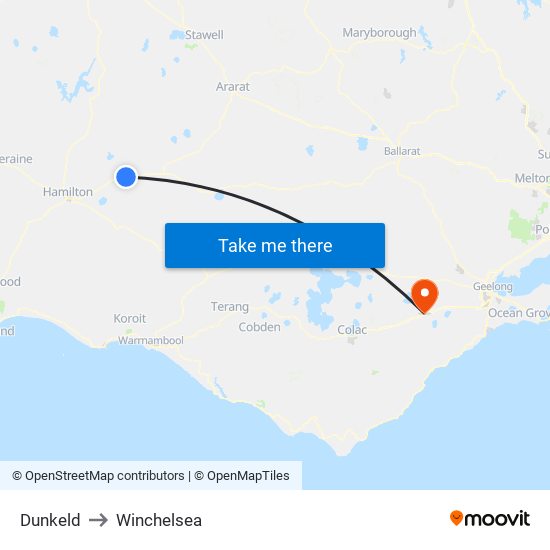 Dunkeld to Winchelsea map