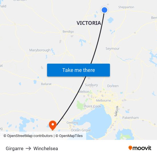 Girgarre to Winchelsea map