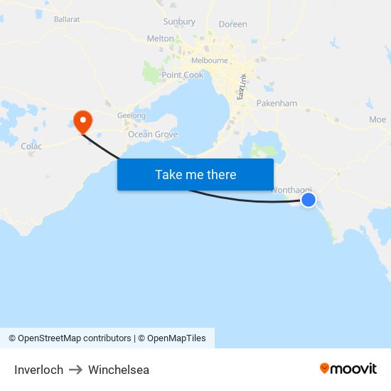 Inverloch to Winchelsea map