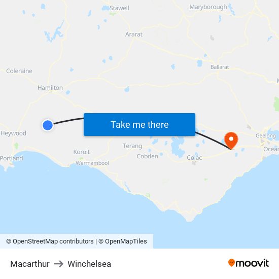 Macarthur to Winchelsea map