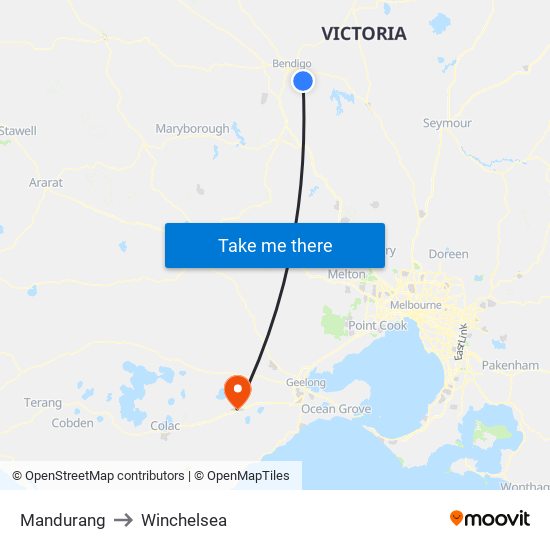 Mandurang to Winchelsea map