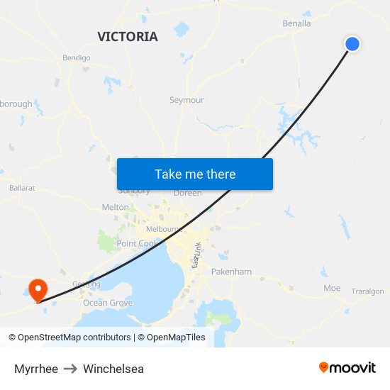 Myrrhee to Winchelsea map