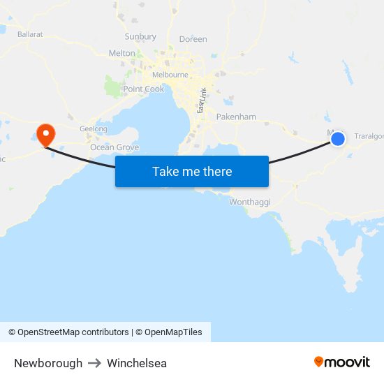 Newborough to Winchelsea map