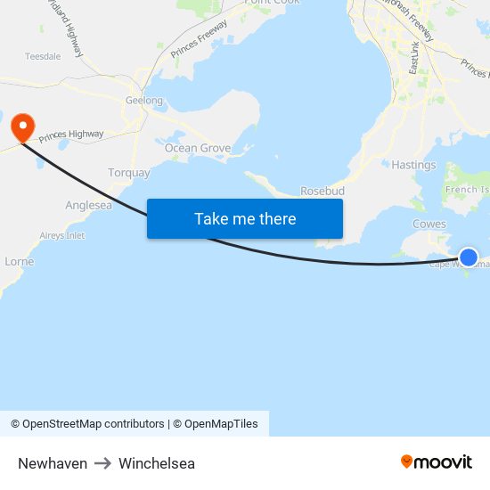 Newhaven to Winchelsea map