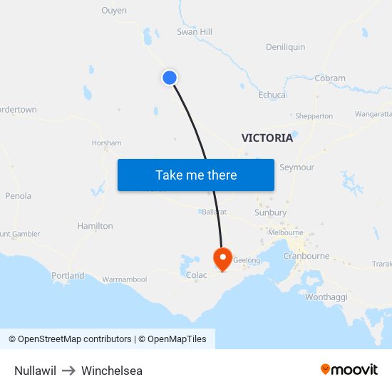 Nullawil to Winchelsea map