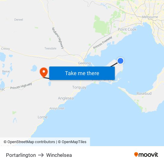 Portarlington to Winchelsea map