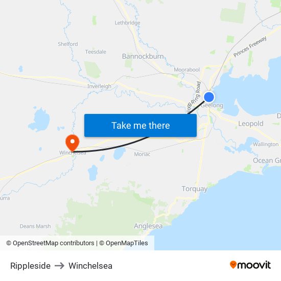 Rippleside to Winchelsea map