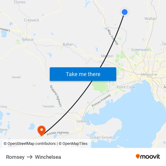 Romsey to Winchelsea map