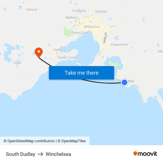 South Dudley to Winchelsea map