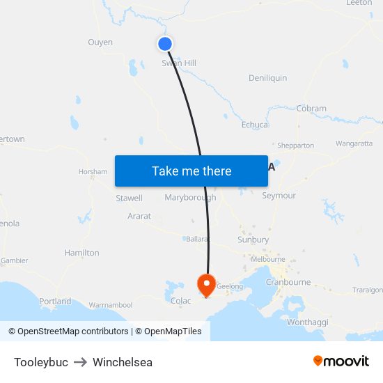 Tooleybuc to Winchelsea map