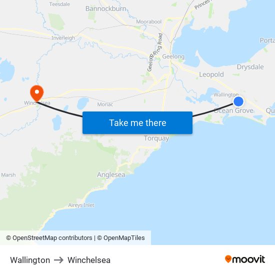 Wallington to Winchelsea map